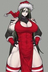 1girls abs abs_visible_through_clothing black_eyes body_markings body_paint breasts brown_eyebrows brown_hair brunette_female brunette_hair busty busty_female christmas christmas_headwear cleavage dress eyebags eyebrows eyebrows_visible_through_hair female female_focus female_only front_view frown frowning gloves grey_background grumpy hair_over_shoulder hands_on_hips hi_res high_quality high_resolution highres large_breasts leggings legs_apart legwear light-skinned_female light_skin limn044 long_hair loose_hair muscular_arms muscular_female muscular_legs muscular_thighs navel navel_visible_through_clothes nipples nipples_visible_through_clothing no_bra no_panties oc original_character pale-skinned_female pale_skin pose posing red_clothing red_dress red_gloves santa_gloves santa_hat simple_background skimpy skimpy_clothes slim_waist solo solo_female solo_focus standing striped striped_leggings striped_legwear thick_legs thick_thighs thighhighs tight_clothing translucent_clothing white-skinned_female white_body white_skin white_skinned_female wide_hips wide_thighs