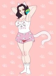 big_ass big_breasts black_hair captain_spaceboy clarice_(sona) curvy curvy_female female girly girly_girl ikkigae lipstick menstrual_blood menstruation omori pajamas pale-skinned_female pale_skin period period_blood plushie solo solo_female space_boyfriend spaceboy