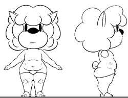 afro aliasing anthro barefoot bulge canine chubby curled_tail cute dat_ass deep_navel feet front_view huge_thighs model monochrome pakobutt side_view spread_legs switch_(pakobutt) teapot thighhighs toeless_legwear toes wide_hips