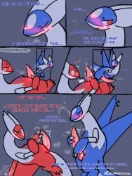 3:4 animal_genitalia animal_penis blush bodily_fluids brother_(lore) brother_and_sister_(lore) comic delphoxiscool dialogue duo embarrassed emenata english_description english_text eon_duo exclamation_point feral feral_only generation_3_pokemon genital_fluids genitals glistening glistening_genitalia glistening_penis gynomorph hi_res imminent_incest incest_(lore) incestuous_voyeur_(lore) intersex latias latios legendary_duo legendary_pokemon male moan musk musk_cloud nintendo penis pokemon pokemon_(species) precum precum_on_penis precum_on_self red_eyes shared_senses sibling_(lore) signature sister_(lore) solo sweat tapering_penis telepathy text voyeur yellow_eyes