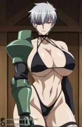 ai_generated akame_ga_kill! black_bikini eyepatch najenda_(akame_ga_kill!) prosthetic_arm unjobdespiert