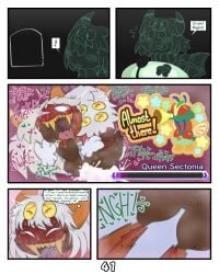 2_horns absurd_res arachnid arthropod bite biting_hand blood blush bodily_fluids comic cum dark_body dark_skin dialogue duo female floating_hands gameplay_mechanics genital_fluids grey_hair gui hair health_bar hi_res horn kirby:_triple_deluxe kirby_(series) kittipaws male male/female nintendo onomatopoeia profanity queen_sectonia queen_sectonia_(original_form) scratch_mark sharp_teeth sound_effects speech_bubble spider sweat taranza teeth text thought_bubble tremble_spikes unusual_anatomy unusual_eye_placement