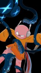 1boy antennae_(anatomy) bound daddy_long_legs_(rain_world) dripping facial_markings five_pebbles_(rain_world) forehead_mark iterator_(rain_world) male non-human non-human_head non-human_only pink_body pink_skin questionable_consent rain_world robot robot_boy robot_humanoid tentacle tentacle_rape tentacle_sex toony wire