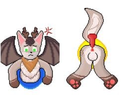 animated anthro antlers bat blush bodily_fluids canid canine cum cum_in_ass cum_inside deer fox foxyowo genital_fluids hi_res horn hybrid knot knotting luis-kia male male/male mammal pawpads paws solo stuck wall_(structure) wings