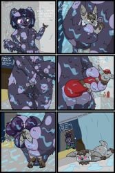 absurd_res anthro ass balls bathing bathing_self belly_rub between_butts between_cheeks big_butt canid canine canis cock_and_balls domestic_dog duo feet femboy forced genitals hi_res lagomorph leporid macro magma_citrine male male/male mammal micro navel penis penis_rubbing rabbit showering showering_together smore_bunny squish wet