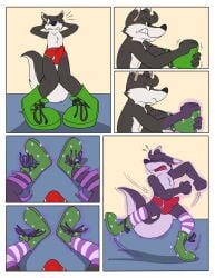 angry animate_inanimate anthro black_body black_ears black_fur black_nose body_control boots border briefs canid canine canis cheek_tuft chest_tuft chin_tuft close-up closed_eyes clothed clothing comic comic_panel confusion crisp_the_wolf crossed_legs cursed_object dancing dipstick_ears dweet-tea ear_markings emanata erection erection_under_clothing facial_tuft footwear forced_dancing fur glowing_footwear green_boots green_clothing green_footwear green_shoes grey_floor hand_on_head head_tuft hi_res humiliation humiliation_fetish legwear looking_down magic magic_shoes male mammal motion_lines multicolored_ears pattern_clothing pattern_footwear pattern_legwear pattern_socks pink_inner_ear purple_clothing purple_footwear purple_glow purple_socks purple_stripes raised_leg red_briefs red_clothing red_underwear sequence shadow shoes sitting sitting_on_ground socks solo spread_legs spreading striped_clothing striped_footwear striped_legwear striped_socks stripes struggling swinging_arms swinging_legs tap_shoes teeth_showing tenting topless topless_anthro topless_male tuft underwear watermark white_body white_border white_clothing white_ear_tips white_footwear white_fur white_socks white_stripes white_wall wolf yelling