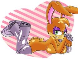 bunnie_rabbot female looking_at_viewer mobian_monster mobianmonster nude on_stomach solo sonic_(series)