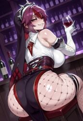 1girls ai_generated alone ass ass_focus bare_shoulders before_sex big_ass blush breasts claw_ring curvy_body dark_lighting elbow_gloves fat_ass female female_focus female_only fishnet_pantyhose fishnets flirting flirting_with_viewer from_behind genshin_impact gloves habit hair_between_eyes huge_ass huge_breasts inviting_to_sex juicy_body laying_on_counter light-skinned_female look_back mihoyo milf multicolored_clothes multicolored_hair nun pantyhose presenting purple_eyes purple_hair red_hair remington34 rosaria_(genshin_impact) seductive_look short_hair sitting_on_a_chair smile smirk smug solo streaked_hair tavern thicc_thighs thigh_strap two-tone_dress veil wide_hips