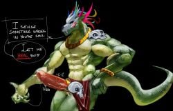 abs balls bara big_balls big_penis erection exactlyexact gay green_body huge_cock lihzahrd lizard male male_only muscular muscular_anthro muscular_male muscular_thighs penis skull skull_head solo terraria witch_doctor_(terraria) yaoi