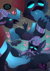 ambiguous_gender animal_genitalia anthro avian barefoot beak blue_body blue_cloaca blue_eyes blue_insides blush blush_lines claws cloaca cloacal_footjob countershading deadlock duo feet foot_fetish foot_focus foot_in_mouth foot_on_face foot_play footjob fur genitals ghost happy happy_sex heart_symbol hi_res human humanoid humanoid_feet lying male male/ambiguous mammal on_back pankallisti plantigrade purple_body purple_skin rem_(deadlock) satisfied satisfied_look sex size_difference soles spirit tail tail_coil toes valve vindicta_(deadlock)