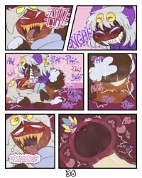 absurd_res arachnid arthropod blush bodily_fluids cervical_contact cervix comic condom dark_body dark_skin dark_taranza duo female genital_fluids grey_hair hair hi_res kirby:_triple_deluxe kirby_(series) kittipaws male male/female moan nintendo onomatopoeia ovaries penetration penile penile_penetration penis_in_vagina queen_sectonia queen_sectonia_(original_form) saliva sex sexual_barrier_device sharp_teeth sound_effects spider spidr taranza teeth text thought_bubble tongue tongue_out vaginal_fluids vaginal_penetration wearing_condom