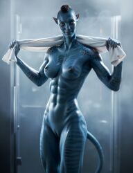 1girls abs absurd_res ai_generated alien alien_girl alien_only athletic athletic_female avatar avatar:_the_way_of_water blue_skin female female_only looking_at_viewer muscular muscular_female na'vi nipples nude nude_female photoshop pussy recombinant stable_diffusion steam synth_canvas tagme tail tall_female tattoos towel_around_neck wet_body yellow_eyes z-dog zdinarsk