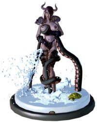 3d armor blue_eyes blue_panties breasts dark-skinned_female dark_hair dark_skin death_knight draenei eshalw female female_only figure honey_select horn horns huge_breasts milk nipples octopus original_character pinup pubic_hair solo sticker studio_neo tail tan tanline tentacle turtle water world_of_warcraft