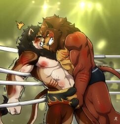 abs aggressive angry anthro aroused aroused_by_another aroused_face aroused_male audience ball_fondling ball_grab ball_squeeze balls balls_outline barazoku being_watched biceps big_bulge big_muscles big_pecs black_body black_fur black_mane blood blood_from_wound bodily_fluids briefs briefs_only brown_body brown_fur brown_mane bruised bruised_arm bruised_belly bruised_chest bruised_face bruised_leg bulge bulge_fondling bulge_grab bulge_rubbing challenge challenging cheering claws clenched_teeth clothed clothing competition crowd crowd_watching defeat defeat_sex defeated detailed_bulge dominant dominant_anthro dominant_male domination/submission duo erection erection_under_clothing erection_under_underwear eye_contact felid feline fight fighting_ring fist fondling frown fur genital_outline genitals glare glaring glaring_at_another glaring_at_partner grapple grappling group growling hand_on_balls hi_res holding_another's_balls holding_balls holding_bulge holding_partner's_balls imminent_sex kenji_blake leaning leaning_backward leaning_on_another lion looking_at_another looking_at_partner male male/male mammal mane manhandling manly multicolored_body multicolored_fur muscular muscular_anthro muscular_arms muscular_male muscular_thighs nipples overhead_lighting pantherine pecs penis_outline rope scowl secretly_loves_it sexual_competition sexual_fight shaking stadium stadium_lighting standing submissive submissive_anthro submissive_male tail taunting taunting_partner teasing teeth tenting thick_arms thick_thighs topless topless_anthro topless_male tough_guy underwear underwear_only vibrating white_body white_fur wounded wrestler wrestlers wrestling wrestling_briefs wrestling_clothing wrestling_match wrestling_outfit