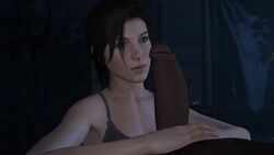 1boy 1girls 3d animated big_penis biting_lip brown_eyes brown_hair clothed_female_nude_male cock_worship dark-skinned_male erection fellatio female human interracial jjjjd just_the_tip lara_croft lara_croft_(survivor) light-skinned_female male moaning penis penis_awe penis_kiss penis_on_face penis_slap penis_slapping_face ponytail sound source_filmmaker straight tagme tomb_raider tomb_raider_(survivor) video