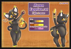 2026 absurd_res ambiguous_gender ankh anthro anus auxan biped black_body black_fur black_hair black_nose black_tail bunhideout character_name domestic_cat english_text fangs felid feline felis front_view fur genitals hair hand_on_butt hand_on_own_butt hi_res looking_at_viewer looking_back looking_back_at_viewer mammal model_sheet pawpads paws rear_view solo standing stiff_tail tail teeth text tongue_showing vulva yellow_eyes yellow_toes