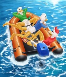 aged_up anatid anseriform anthro avian balls beak bird boat book bottomless bottomless_anthro bottomless_male brother_(lore) brothers_(lore) casual_exposure cellphone clothed clothing compass dal101strefan dewey_duck digital_media_(artwork) disney duck ducktales ducktales_(2017) electronics feathers feet fingers flaccid foreskin genitals group hands_behind_head hat headgear headwear hi_res hoodie huey_duck humanoid_genitalia humanoid_penis louie_duck lying male male_only multiple_boys multiple_males on_back on_front open_beak open_mouth outside partially_retracted_foreskin penis phone shirt sibling_(lore) sitting smartphone smile spread_legs spreading tail tail_feathers topwear trio vehicle water watercraft