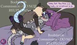 american_opossum anal andromorph andromorph/male anthro ass ball_tuft bed blue_eyes blue_hair blue_penis blue_tail blush boobfan06 brown_body brown_eyes brown_hair chest_tuft dialogue duo ear_piercing ear_ring felid flat_colors fluffy fluffy_tail fur furniture genitals grey_body grey_fur hair humor intersex intersex/male male mammal marsupial multicolored_body multicolored_fur nonbinary_(lore) pantherine pawpads penis piercing pillow ring_piercing sex snow_leopard spots tail tuft watermark