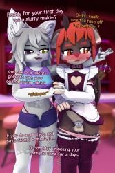 2:3 3d_(artwork) anthro balls blender_(artwork) blender_eevee_(artwork) blush blushing_profusely bottomwear canid canine canis chastity_cage chastity_device chastity_key claws clothed clothing clothing_lift collar cuck cuck_collar cuckold digit_ring digital_media_(artwork) dragon duo embarrassed embarrassed_male english_text female femboy feminization flat_chastity_cage fox fur genitals hair hi_res humiliation jewelry kaya_the_vixen maid_uniform male mammal mythological_creature mythological_scalie mythology nolan_the_cuck nolanhaldam open_mouth panties panties_down partially_clothed public public_exposure ring romantic romantic_couple scalie shaking skirt skirt_lift smile submissive text trembling true_fox underwear underwear_down uniform wearing_chastity_cage wearing_chastity_device wedding_ring white_body white_fur