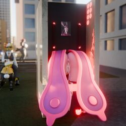 3d_(artwork) anthro anus blender_(artwork) bodily_fluids canid canine canis clothing cum cum_in_ass cum_in_vagina cum_inside cum_on_picture digital_media_(artwork) eyewear female genital_fluids genitals haolde haolde_(character) hi_res lovander mammal pal_(species) palworld pocketpair public_use suit sunglasses vulva wolf