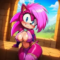 ai_generated ass background bedroom booty breasts female large_breasts looking_back magenta_fur pink_hair round_ass smile smirk smirking solo sonia_the_hedgehog sonic_(series) sonic_the_hedgehog_(series) sonic_underground straight surprised