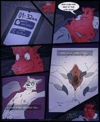 anthro bed bedding blush claws clitoral_hood clitoris comic comic_page confused duo embarrassed embarrassed_male english english_text feline female fur furniture furry gaping_pussy horn incredibox_mod labia lying male male/female mammal message nose_piercing nose_ring nude nude_photo on_back on_bed phone phone_screen photo piercing presenting presenting_pussy pussy pussy_focus pussy_pic raddy_(sprunki) red_(sprunki) red_scales ring scalie smartphone speech_bubble spread_pussy sprunki text text_bubble texting urethra vagina vaginal_fluids wenda_(sprunki) white_(sprunki) white_fur