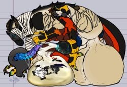 absurd_res alien anthro anus arthropod ass avian ball_vore balls balls_expansion bent_legs bird bodily_fluids centignoll_(demon1forestrp) centipede cock_vore condom condom_balloon cum cum_on_face cum_on_penis cumshot double_penetration dripping duo ejaculation expansion filled_condom genital_expansion genital_fluids genitals gnoll handjob hi_res hyena ignamevam ignus_(ignus_vam) in_penis inside_balls internal leaking_precum male male/male male_penetrated male_penetrating male_penetrating_male mammal markings masturbating_pred masturbation myriapod nipples penetrating_while_penetrated penetration penile penis precum precum_drip precum_everywhere precum_on_ground precum_on_own_penis precum_on_penis precum_string raised_leg raised_tail sex sexual_barrier_device size_difference tail tail_genitals tail_markings tail_penis tail_tuft tail_vulva tuft unusual_anatomy unusual_genitalia_placement unusual_penis_placement unusual_tail unusual_vulva_placement vaginal_penetration vore vulva wearing_condom yonnixart