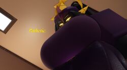 1girls 3d big_breasts black_body breasts clothed clothed_female clothes clothing dominant_female english_text female female_only femdom humiliation lampshaderr34 long_hair looking_at_viewer looking_down roblox roblox_game robloxian tagme text the_umbra thick_thighs thighs tower_defense_simulator yellow_eyes