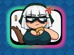 1girls angry angry_expression animated bandit bandit_(clash_royale) big_breasts blush bounce bouncing bouncing_breasts breasts breasts_focus clash_(series) clash_royale clothed clothing coins convenient_breasts dipx emote emote_(clash_royale) female female_focus female_only green_eyes huge_breasts jiggle jiggling jiggling_breasts loop looping_animation no_sound short_hair stealing tagme thief video white_hair