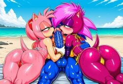 1boy 2girls ai_generated amy_rose ass bent_over big_ass big_breasts bikini booty boyfriend-girlfriend breasts brother_and_sister cleavage family female fishnets imminent_sex incest incest_(lore) long_legs long_penis looking_at_viewer looking_pleasured male male/female oiled outdoors purse round_ass seductive_look shiny_skin sister_and_girlfriend sling_bikini sonia_the_hedgehog sonic_(series) sonic_the_hedgehog sonic_the_hedgehog_(series) sonic_underground veiny_penis