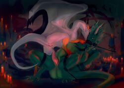 2025 animal_genitalia anus ass awouay bound candle claws digitigrade dragon duo erection european_mythology feathers female female_on_top feral feral_on_feral finger_claws genital_slit genitals green_body green_feathers green_scales horn imminent_sex legs_tied long_neck long_tail male male/female membrane_(anatomy) membranous_wings muzzle_(object) muzzled mythological_creature mythological_scalie mythology on_top penis scales scalie shaded siela_(velannal) snout spread_legs spreading tail tapering_penis thick_tail toe_claws velannal vulva watermark western_dragon white_body white_scales wings wings_tied yellow_eyes