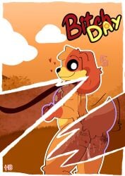 absurd_res alexboom11 anthro bodily_fluids comet_kat comic critters_(poppy_playtime) cum dogday_(poppy_playtime) duo genital_fluids heart_symbol hi_res introduction male male/male mob_entertainment no_humans nude poppy_playtime smiling_critters strapon striped_body stripes sweat