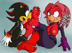 anthro archie_comics black_body breasts clothing digit_ring duo echidna eulipotyphlan feet female foot_fetish foot_lick genitals gloves handwear hedgehog jewelry licking lien-da male mammal monotreme nipples penis red_body ring salmacisreptile sega shadow_the_hedgehog sonic_(series) sonic_the_hedgehog_(archie) sonic_the_hedgehog_(comics) sonic_the_hedgehog_(series) toe_ring toes tongue white_clothing white_gloves white_handwear
