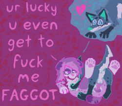 2025 anatomically_correct anatomically_correct_genitalia anatomically_correct_penis anatomically_correct_vulva animal_genitalia animal_penis animal_vulva anus balls blue_body blue_fur blue_inner_ear canid canine canine_genitalia canine_penis canine_vulva canis coyote cutaway demensa dialogue digital_media_(artwork) domestic_dog duo emil_(demensa) english_text female female_penetrated feral feral_on_feral feral_penetrated feral_penetrating feral_penetrating_feral fur genitals hair heartbreak hi_res homophobic_slur insult male male/female male_penetrating male_penetrating_female mammal penetration penile penile_penetration penis penis_in_vagina pixel_(artwork) purple_body purple_fur purple_hair scene_haircut sex talking_to_another teal_nose text vaginal_penetration vulva x_anus