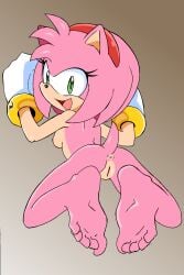 accessory amy_rose anthro anus ass barefoot big_feet bracelet breasts clothing eulipotyphlan eyelashes feet female foot_fetish foot_focus fur genitals gloves green_eyes hair_accessory hairband handwear hedgehog hi_res jewelry looking_back mammal nipples nude nude_female pink_body pink_fur pink_nipples randomguy999 sega simple_background solo sonic_(series) sonic_the_hedgehog_(series) tail tan_body tan_skin vulva