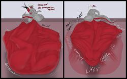anthro ass balls big_balls big_butt big_penis black_border bodily_fluids border claws clenching clenching_balls cock_vore crush cum cum_vore digestion dragon duo erection fatal_vore feral gabriel_(gabriel1393) genital_fluids genitals group hair hi_res horn huge_butt huge_cock hyper hyper_genitalia hyper_penis male male/male mythological_creature mythological_scalie mythology nude penetration penile penis scalie simple_background size_difference smaller_pred tail text the_ember theember vore willing_pred willing_prey