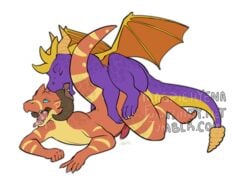 anal dragon drooling from_behind_position horn kobold licking magpiehyena male male_only saliva sex spyro spyro_the_dragon tongue tongue_out video_games wings yaoi