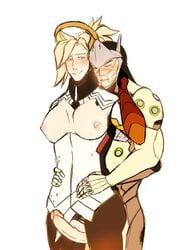 artist asian_male_white_female breasts duo erection female gency genji male mercy nanaxann nipples overwatch penis pussy straight tagme torn_clothes wholesome