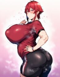 1girls ai_generated aizawa_tomo areolae ass big_breasts breasts enormous_breasts female female_focus huge_ass huge_breasts large_breasts nipples plump red_eyes red_hair thick_ass thick_thighs thighs tomboy tomo-chan_wa_onna_no_ko venus_body