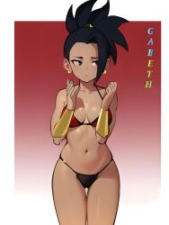 ai ai_assisted bikini brown_hair brown_skin dragon_ball dragon_ball_super kale ponytail saiyan saiyan_girl