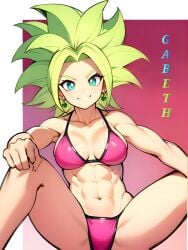 1girls ai ai_assisted ai_generated blue_eyes dragon_ball dragon_ball_super female female_only green_hair kefla legendary_super_saiyan saiyan saiyan_girl super_saiyan