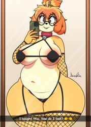 animal_crossing big_breasts breasts cleavage derpybelle female furry huge_breasts jhenightfox slightly_chubby tagme thick_thighs wide_hips