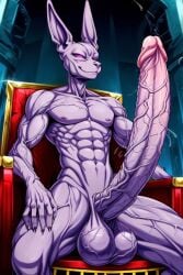 abs ai_generated anthro balls beerus big_balls big_penis cat_humanoid cock cocky69 dragon_ball_super erect_penis erection excessive_size god_of_destruction hard_cock hyper_penis long_penis male_only muscles muscular muscular_anthro muscular_male pecs pectorals penis purple_skin testicles throne veins veiny veiny_arms veiny_legs veiny_penis veiny_testicles