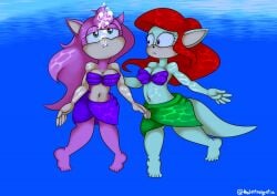 2girls ariel ariel_(the_little_mermaid) crossover disney female original_character sega sonic_(series) sonic_the_hedgehog_(series) tagme the1stmoyatia the_little_mermaid the_little_mermaid_(1989_film) underwater