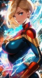 1girls ai_generated artist_request big_breasts blonde_hair captain_marvel captain_marvel_(marvel_rivals) female female_only marvel marvel_rivals tight_clothing