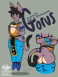 absurd_res angel_(dragon_ball) anthro ass athletic athletic_male backless_clothing beerus belt big_butt big_ears bikini bikini_top black_hair bottomwear bottomwear_down bracelet bulge choker clothed clothing collar detailed_bulge digital_media_(artwork) domestic_cat dragon_ball dragon_ball_fusions dragon_ball_super egyptian egyptian_clothing english_text felid feline felis femboy floating fluffy fluffy_tail footwear frooby fur fusion genital_outline goku gold_(metal) gold_bangle hair hairless hairless_cat hands_behind_back hi_res human jewelry levitation loincloth male mammal necklace oversized_bottomwear oversized_clothing penis_outline purple_body purple_fur saiyan scratching_butt scratching_self shoes signature simple_background smile solo spiky_hair swimwear tail text two-piece_swimsuit vegeta whis