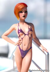 3d bath bathtub bikini daz3d freckles green_eyes littljack makeup nina_(littljack) outdoors piercing piercings pool posing posing_for_picture posing_for_the_viewer red_hair slender_body slender_legs slender_waist small_breasts swimsuit teenage_girl teenage_tits teenager underboob