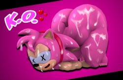 3d after_sex amy_rose classic_amy_rose cum_everywhere ko passed_out sonic_(series) tagme theashsfm