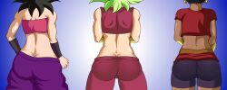 ass ass_focus black_hair brown_hair brown_skin caulifla dragon_ball dragon_ball_super gabeth green_hair kale kefla saiyan saiyan_girl self_upload tomboy