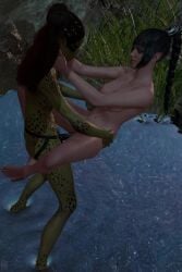 2:3 2girls baldur's_gate_3 black_dildo dildo elf elf_ears held_up holding_partner interspecies lae'zel lesbian_sex lifting_person longer_than_30_seconds multiple_girls pointy_ears sex_toy shadowheart standing standing_sex strap-on strapon tagme vertical_video video virtamate yuri